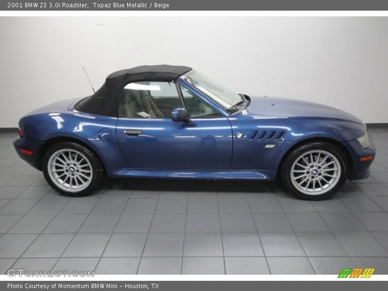 Topaz Blue Metallic / Beige 2001 BMW Z3 3.0i Roadster