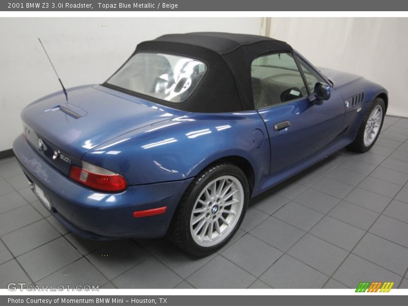 Topaz Blue Metallic / Beige 2001 BMW Z3 3.0i Roadster