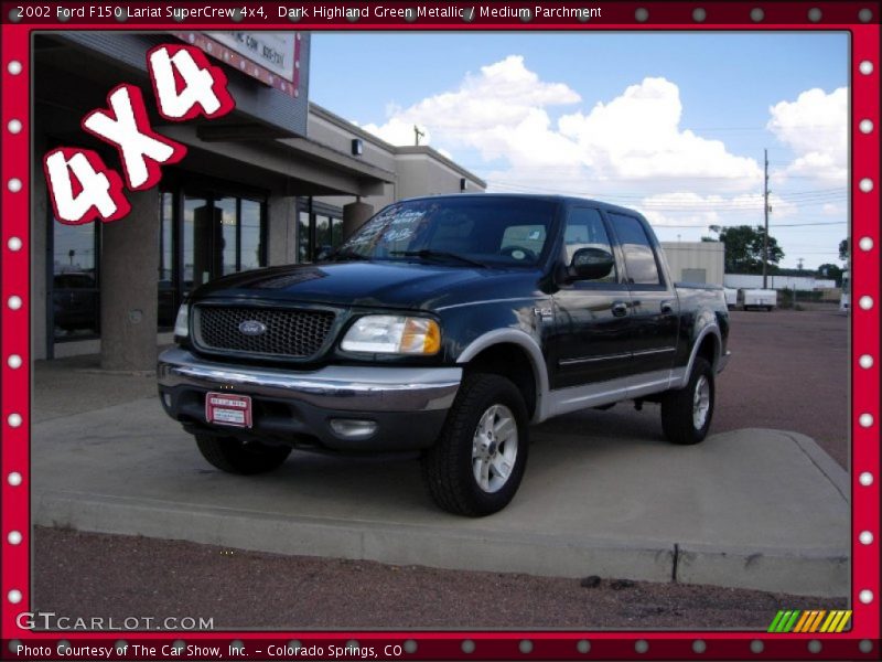 Dark Highland Green Metallic / Medium Parchment 2002 Ford F150 Lariat SuperCrew 4x4