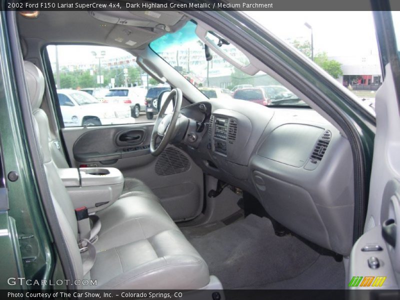 Dark Highland Green Metallic / Medium Parchment 2002 Ford F150 Lariat SuperCrew 4x4