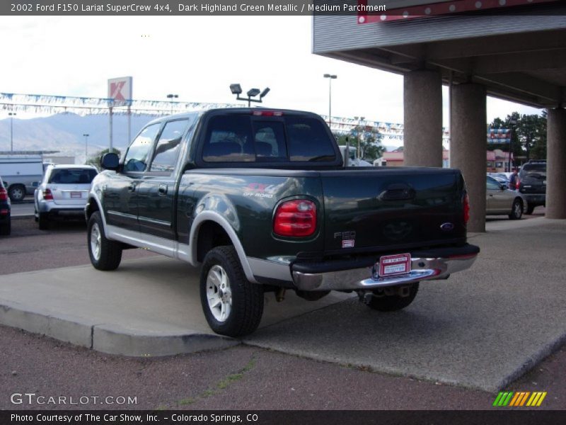 Dark Highland Green Metallic / Medium Parchment 2002 Ford F150 Lariat SuperCrew 4x4