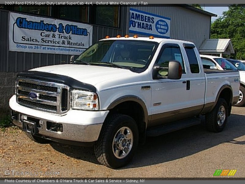 Oxford White Clearcoat / Tan 2007 Ford F250 Super Duty Lariat SuperCab 4x4