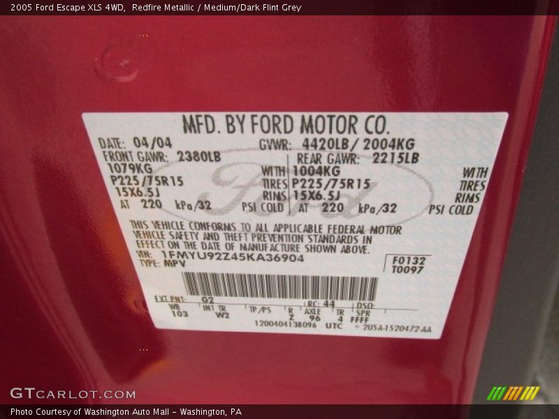 Redfire Metallic / Medium/Dark Flint Grey 2005 Ford Escape XLS 4WD