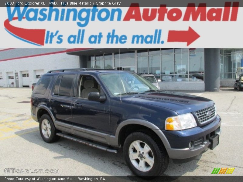 True Blue Metallic / Graphite Grey 2003 Ford Explorer XLT AWD