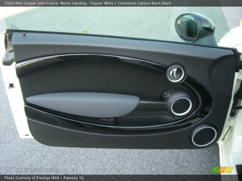 Pepper White / Checkered Carbon Black/Black 2009 Mini Cooper John Cooper Works Hardtop
