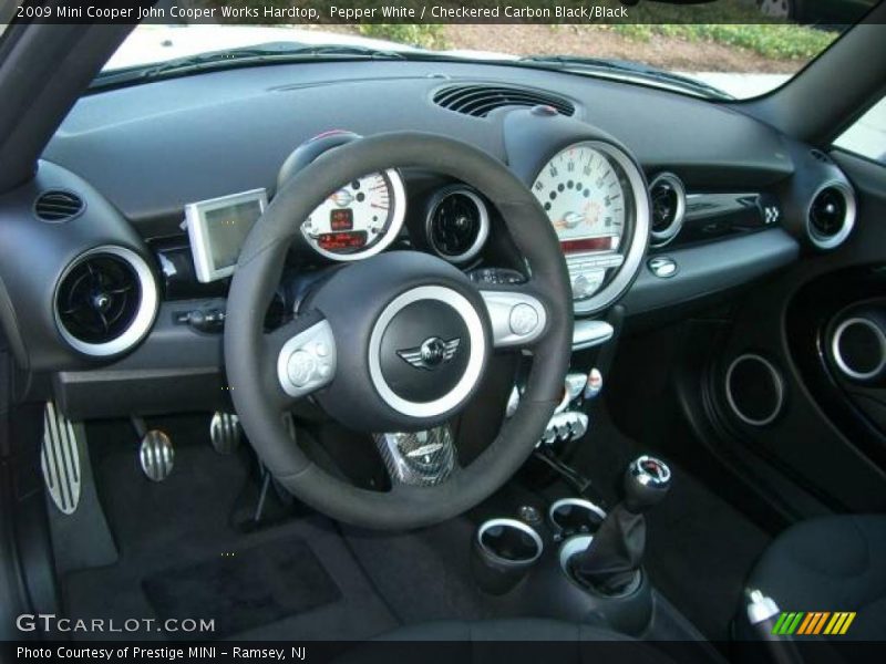Pepper White / Checkered Carbon Black/Black 2009 Mini Cooper John Cooper Works Hardtop