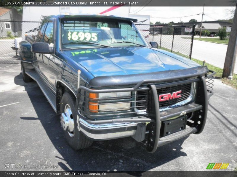 Bright Teal Metallic / Pewter 1996 GMC Sierra 3500 SL Extended Cab Dually