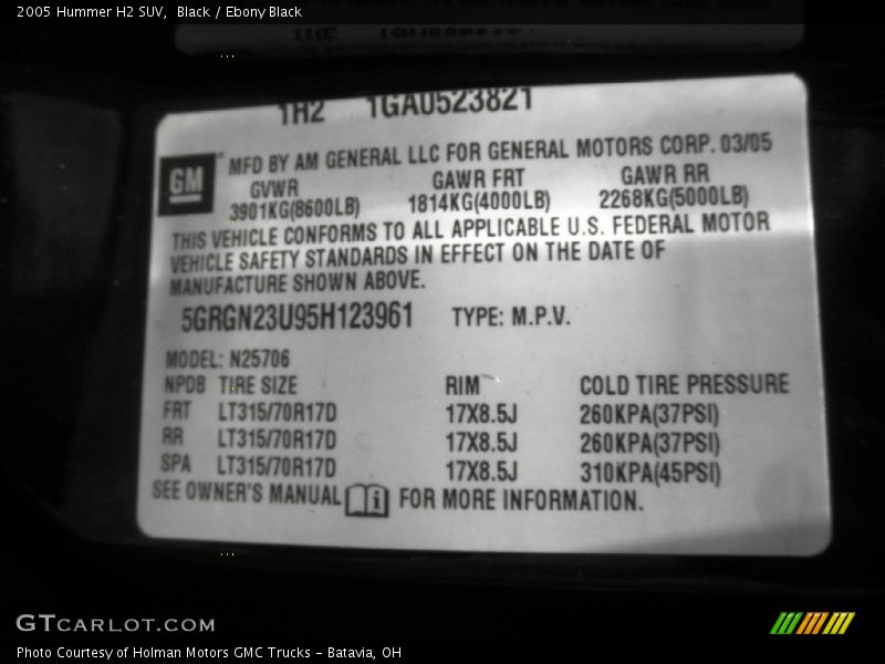 Black / Ebony Black 2005 Hummer H2 SUV