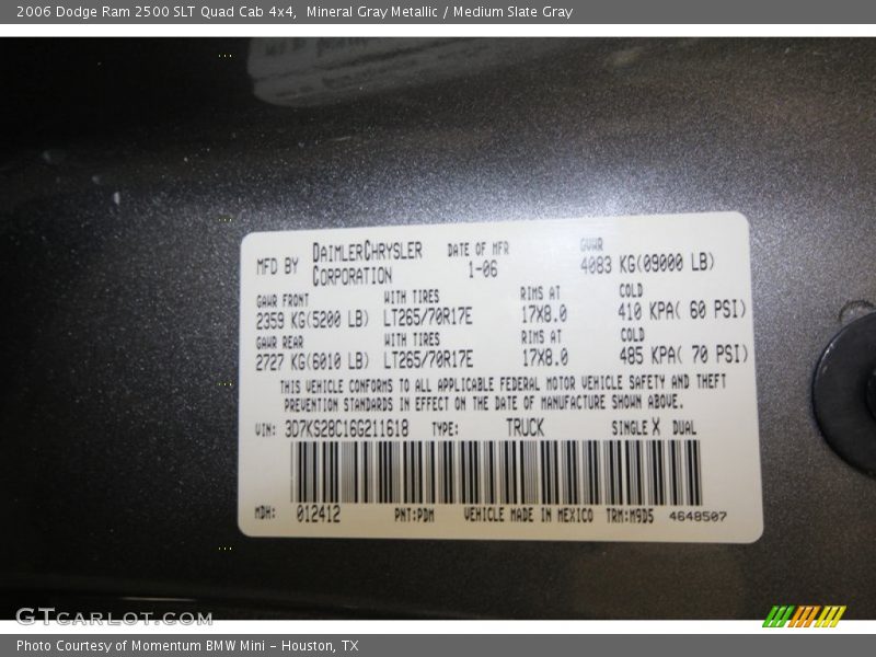 Mineral Gray Metallic / Medium Slate Gray 2006 Dodge Ram 2500 SLT Quad Cab 4x4