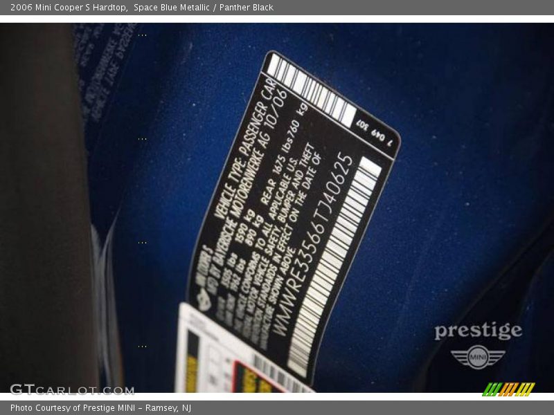 Space Blue Metallic / Panther Black 2006 Mini Cooper S Hardtop