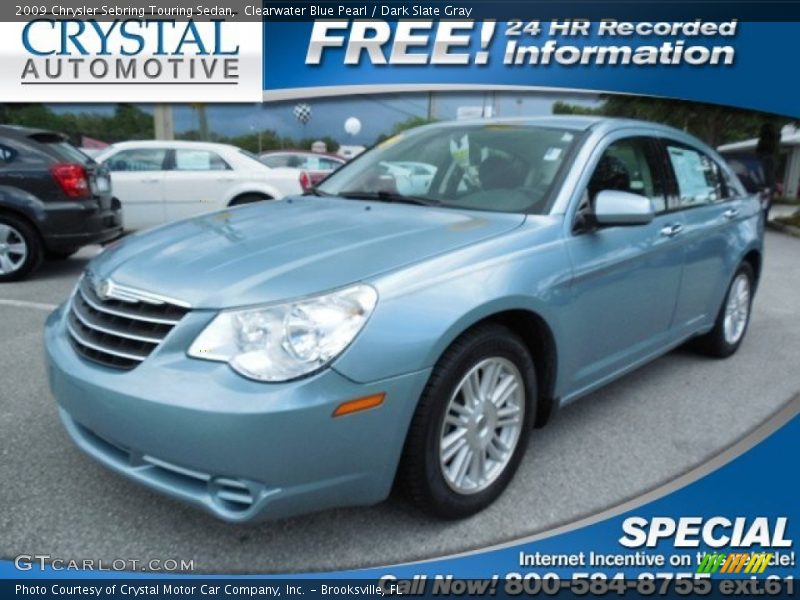 Clearwater Blue Pearl / Dark Slate Gray 2009 Chrysler Sebring Touring Sedan