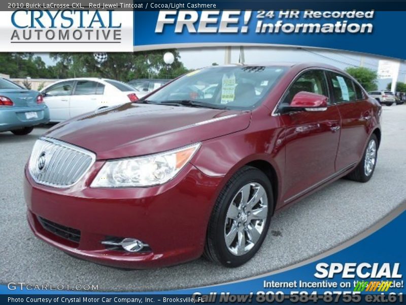 Red Jewel Tintcoat / Cocoa/Light Cashmere 2010 Buick LaCrosse CXL