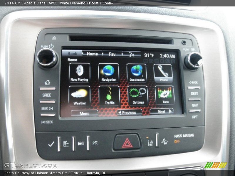 White Diamond Tricoat / Ebony 2014 GMC Acadia Denali AWD