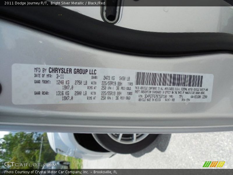 Bright Silver Metallic / Black/Red 2011 Dodge Journey R/T
