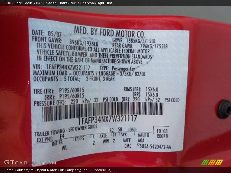 Infra-Red / Charcoal/Light Flint 2007 Ford Focus ZX4 SE Sedan