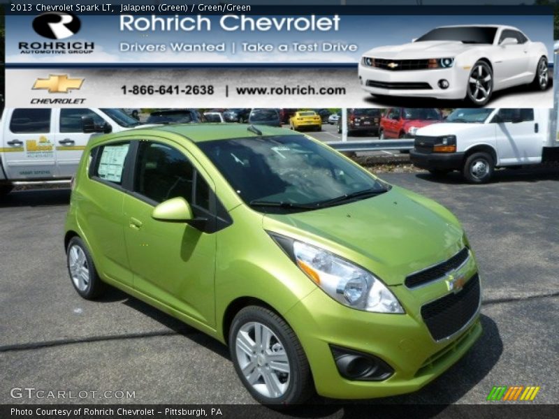 Jalapeno (Green) / Green/Green 2013 Chevrolet Spark LT
