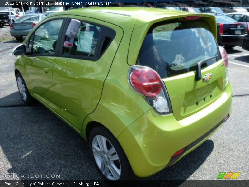 Jalapeno (Green) / Green/Green 2013 Chevrolet Spark LT