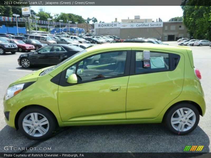 Jalapeno (Green) / Green/Green 2013 Chevrolet Spark LT
