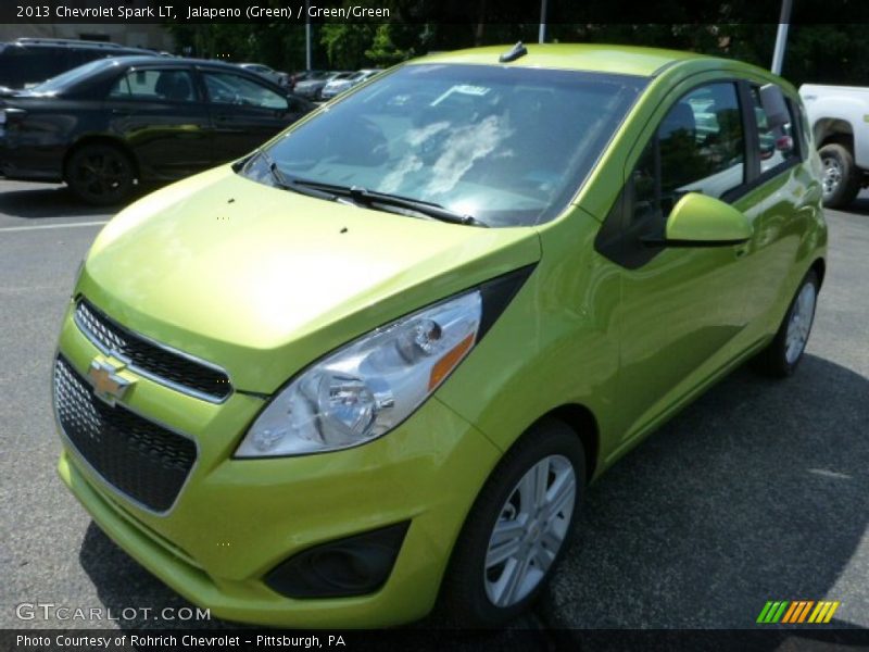 Jalapeno (Green) / Green/Green 2013 Chevrolet Spark LT