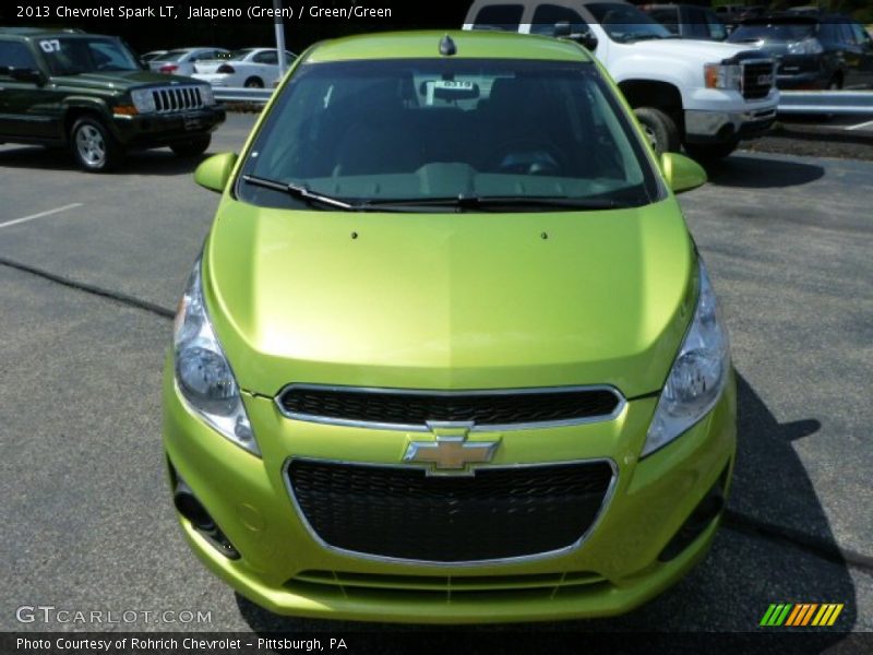 Jalapeno (Green) / Green/Green 2013 Chevrolet Spark LT
