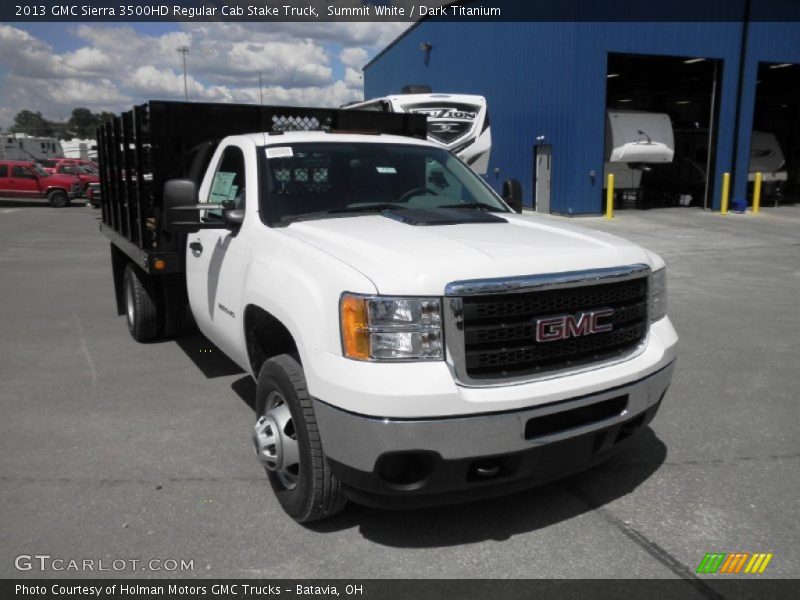 Summit White / Dark Titanium 2013 GMC Sierra 3500HD Regular Cab Stake Truck