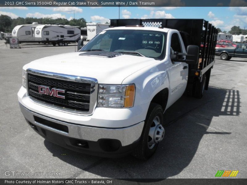 Summit White / Dark Titanium 2013 GMC Sierra 3500HD Regular Cab Stake Truck