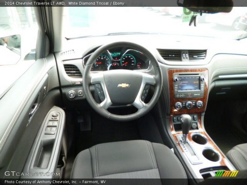 White Diamond Tricoat / Ebony 2014 Chevrolet Traverse LT AWD