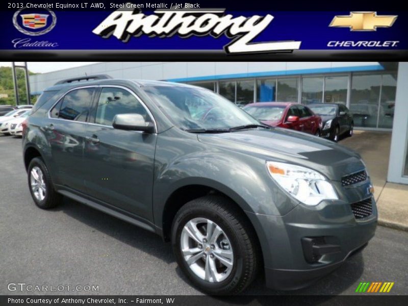 Steel Green Metallic / Jet Black 2013 Chevrolet Equinox LT AWD