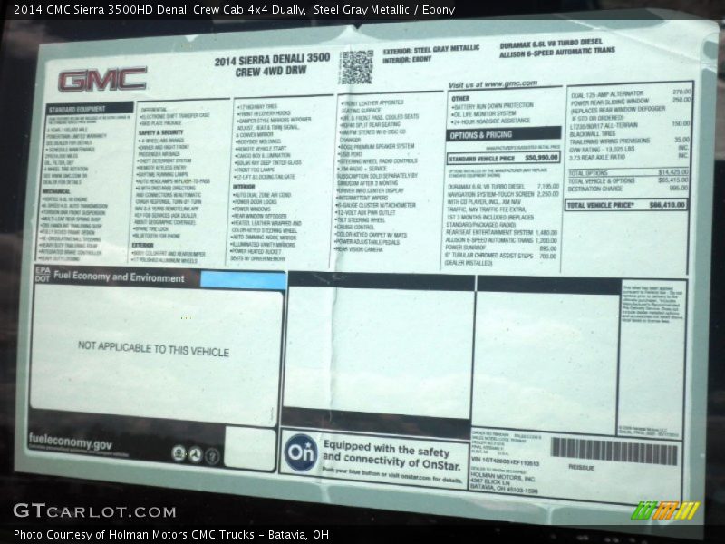 Steel Gray Metallic / Ebony 2014 GMC Sierra 3500HD Denali Crew Cab 4x4 Dually