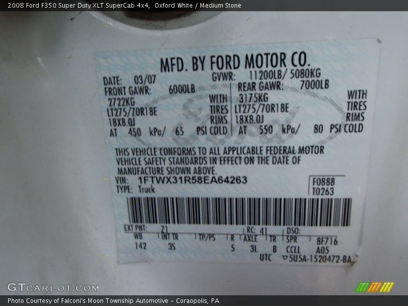 Oxford White / Medium Stone 2008 Ford F350 Super Duty XLT SuperCab 4x4