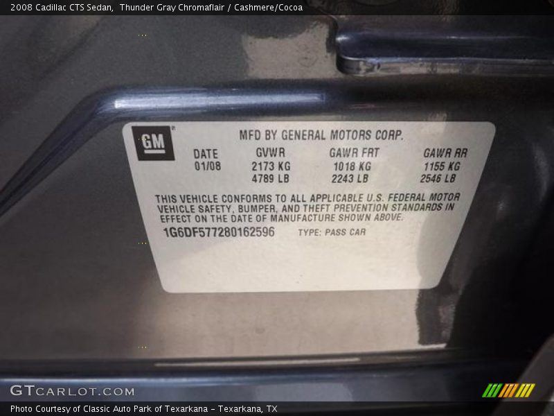 Thunder Gray Chromaflair / Cashmere/Cocoa 2008 Cadillac CTS Sedan