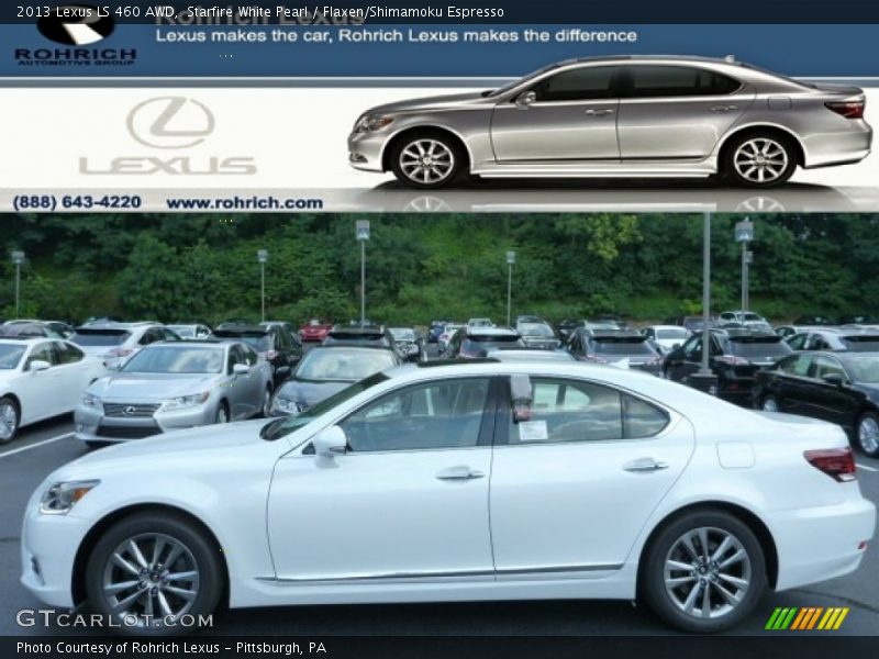 Starfire White Pearl / Flaxen/Shimamoku Espresso 2013 Lexus LS 460 AWD