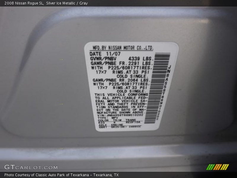 Silver Ice Metallic / Gray 2008 Nissan Rogue SL