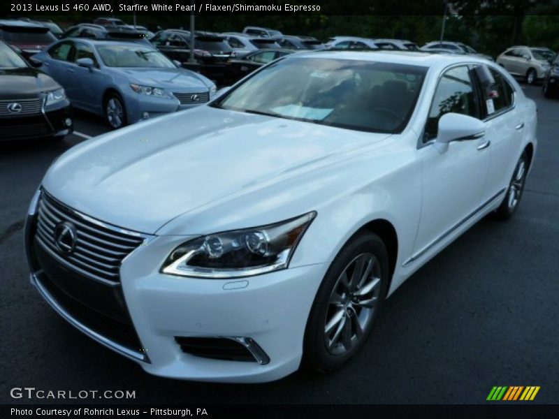 Starfire White Pearl / Flaxen/Shimamoku Espresso 2013 Lexus LS 460 AWD