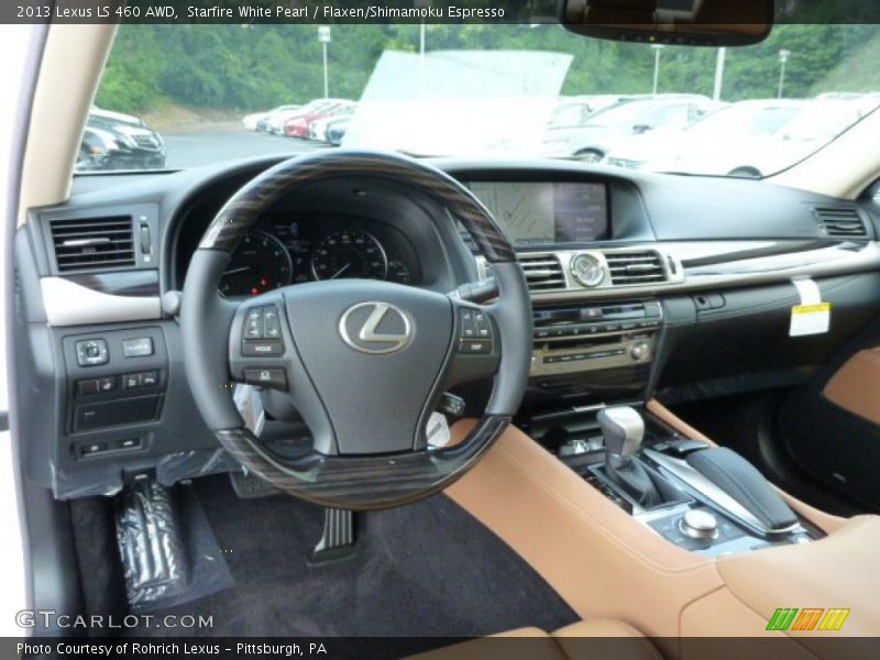 Starfire White Pearl / Flaxen/Shimamoku Espresso 2013 Lexus LS 460 AWD