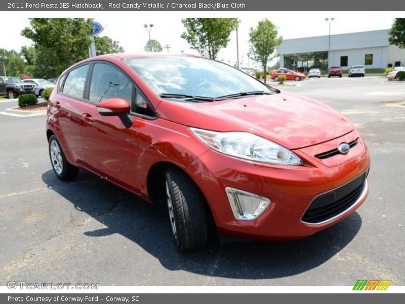 Red Candy Metallic / Charcoal Black/Blue Cloth 2011 Ford Fiesta SES Hatchback
