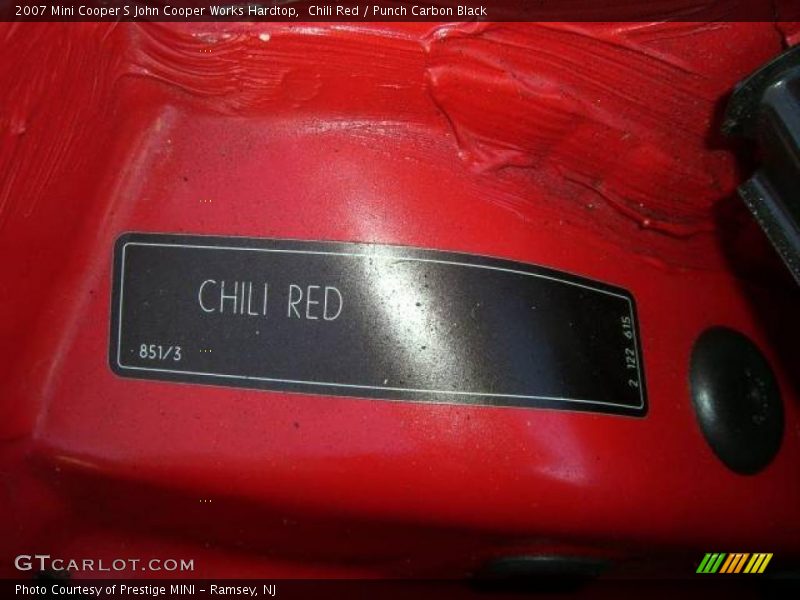 Chili Red / Punch Carbon Black 2007 Mini Cooper S John Cooper Works Hardtop