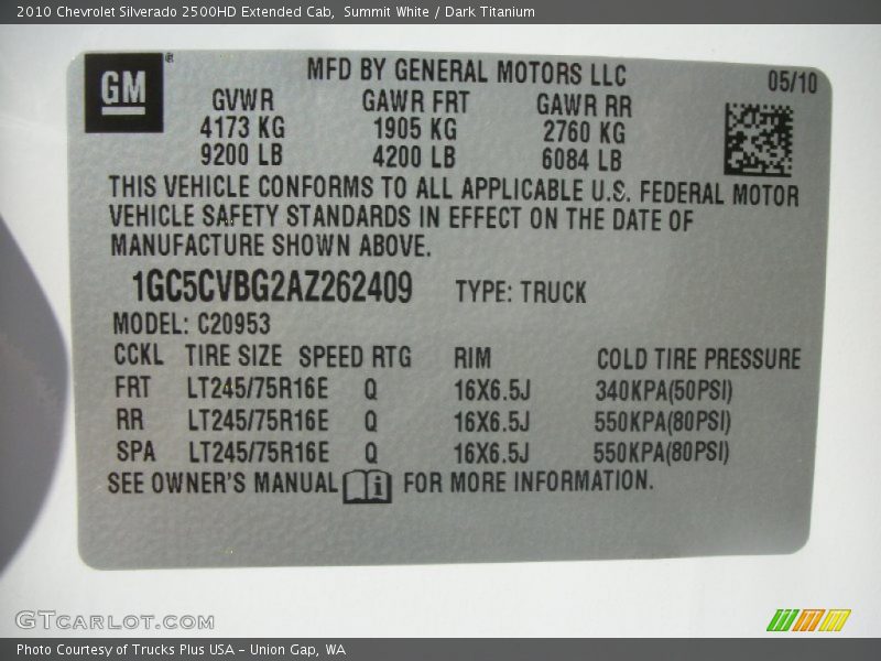 Summit White / Dark Titanium 2010 Chevrolet Silverado 2500HD Extended Cab