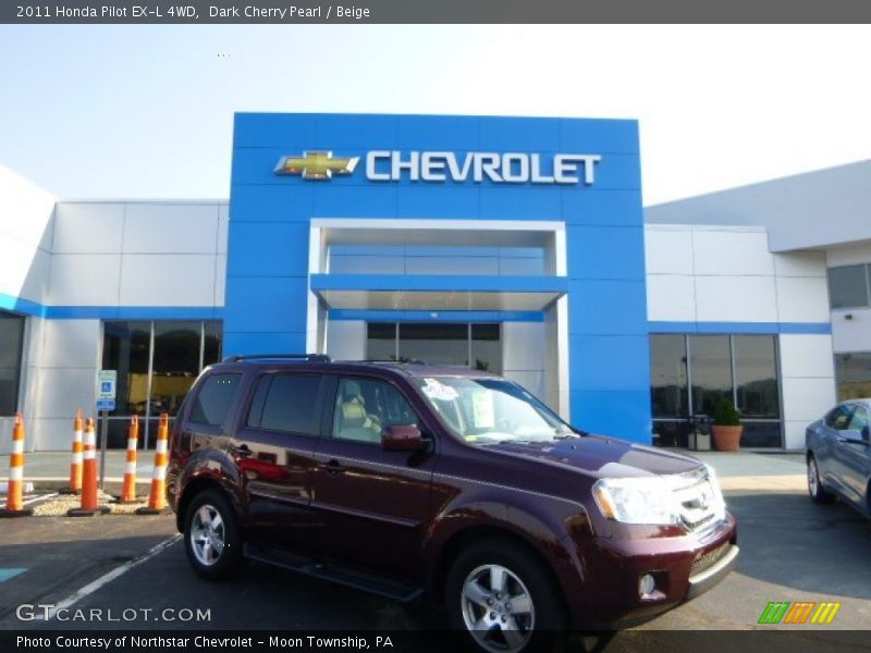 Dark Cherry Pearl / Beige 2011 Honda Pilot EX-L 4WD