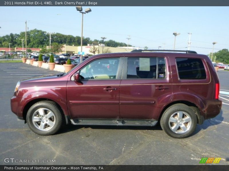 Dark Cherry Pearl / Beige 2011 Honda Pilot EX-L 4WD