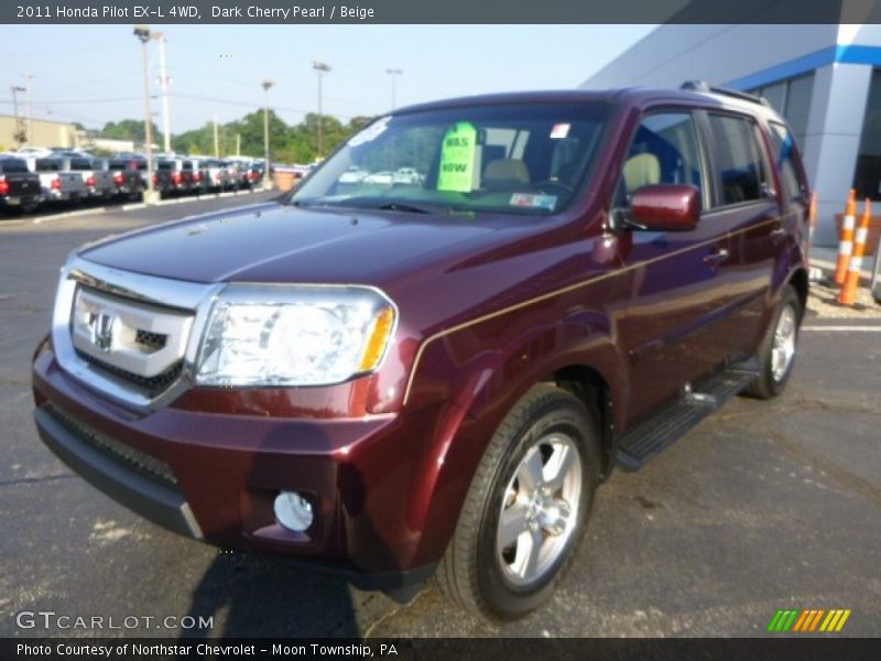 Dark Cherry Pearl / Beige 2011 Honda Pilot EX-L 4WD