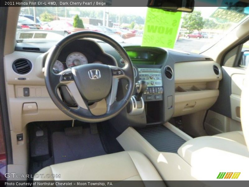 Dark Cherry Pearl / Beige 2011 Honda Pilot EX-L 4WD