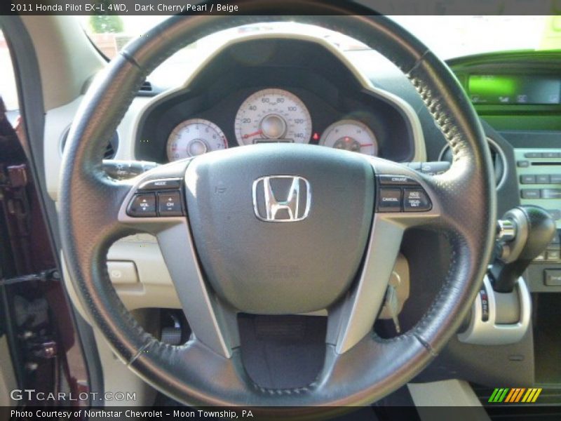 Dark Cherry Pearl / Beige 2011 Honda Pilot EX-L 4WD