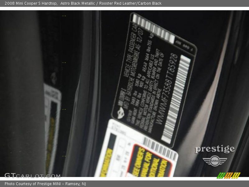Astro Black Metallic / Rooster Red Leather/Carbon Black 2008 Mini Cooper S Hardtop