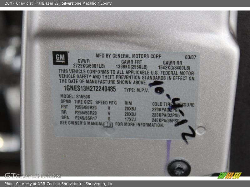 Silverstone Metallic / Ebony 2007 Chevrolet TrailBlazer SS
