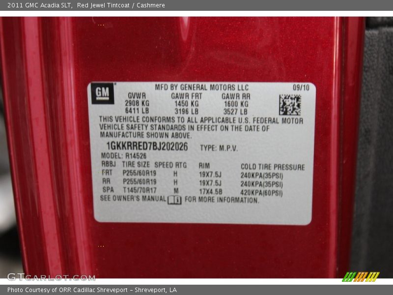 Red Jewel Tintcoat / Cashmere 2011 GMC Acadia SLT