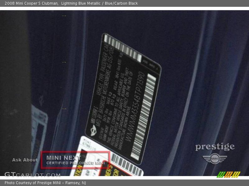 Lightning Blue Metallic / Blue/Carbon Black 2008 Mini Cooper S Clubman