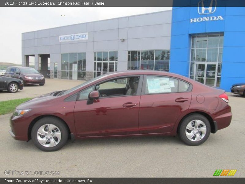 Crimson Red Pearl / Beige 2013 Honda Civic LX Sedan