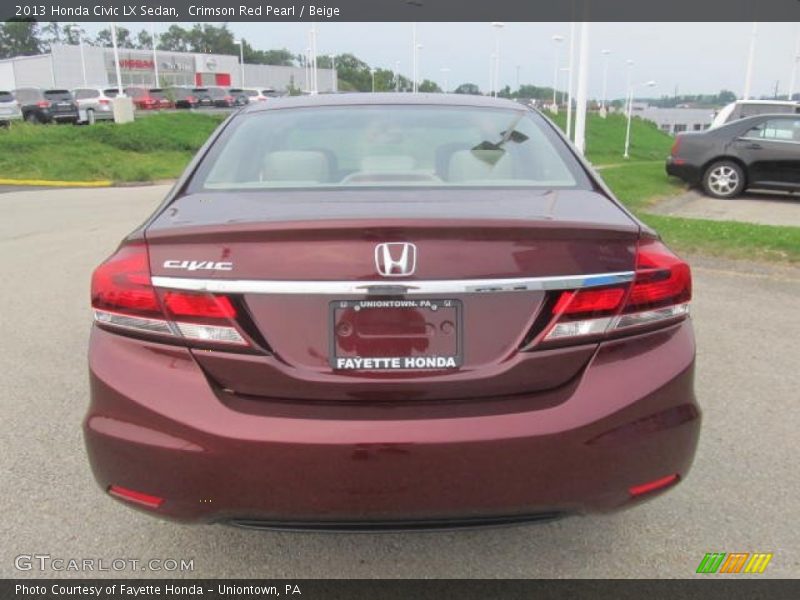 Crimson Red Pearl / Beige 2013 Honda Civic LX Sedan