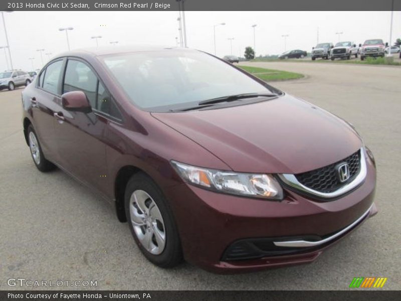 Crimson Red Pearl / Beige 2013 Honda Civic LX Sedan